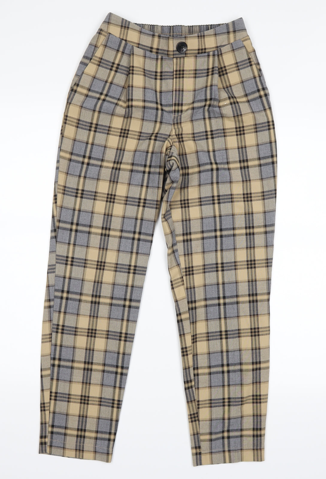 Primark Womens Beige Plaid  Trousers  Size 4 L24 in