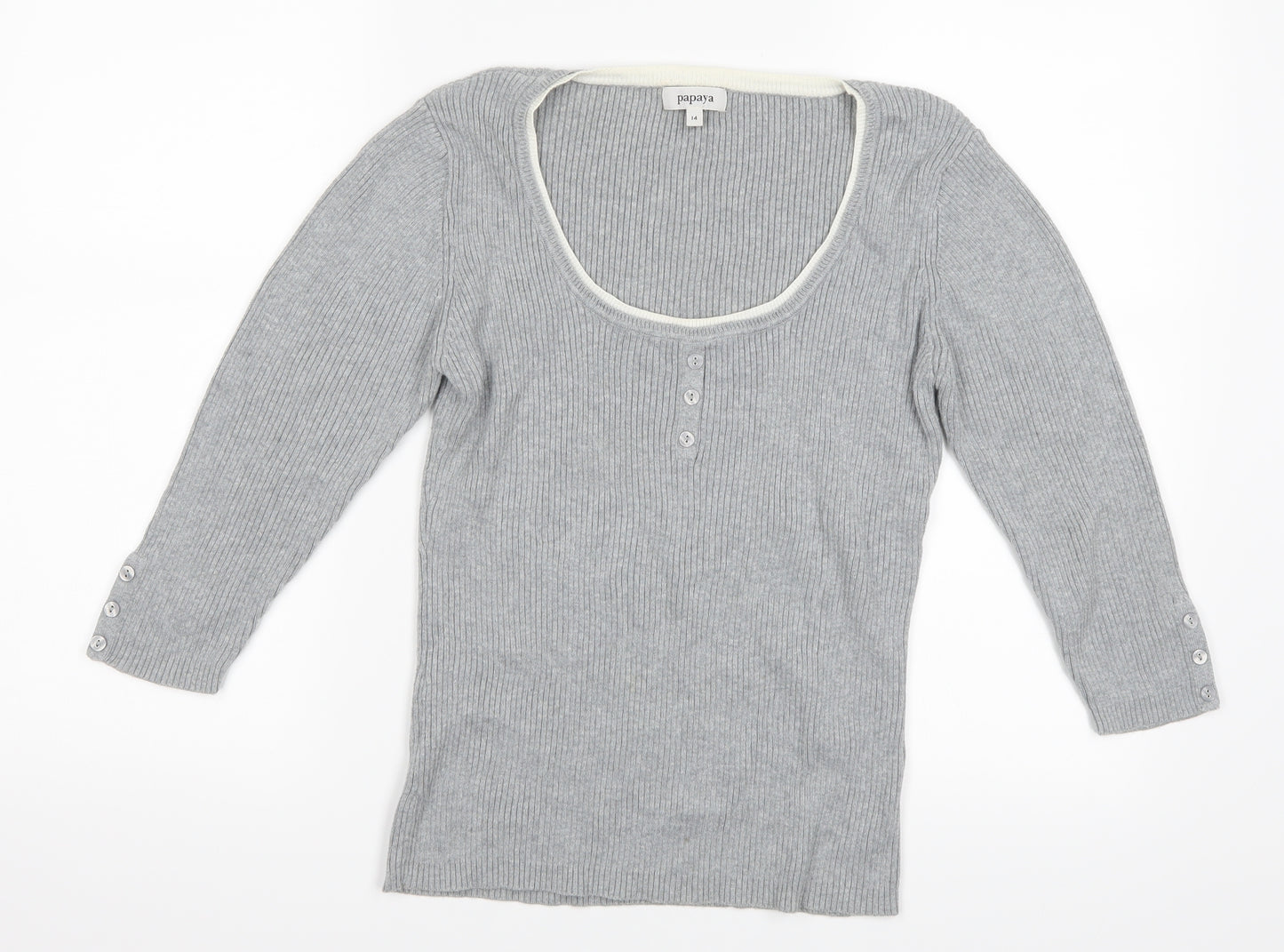 Papaya Womens Grey   Basic T-Shirt Size 14