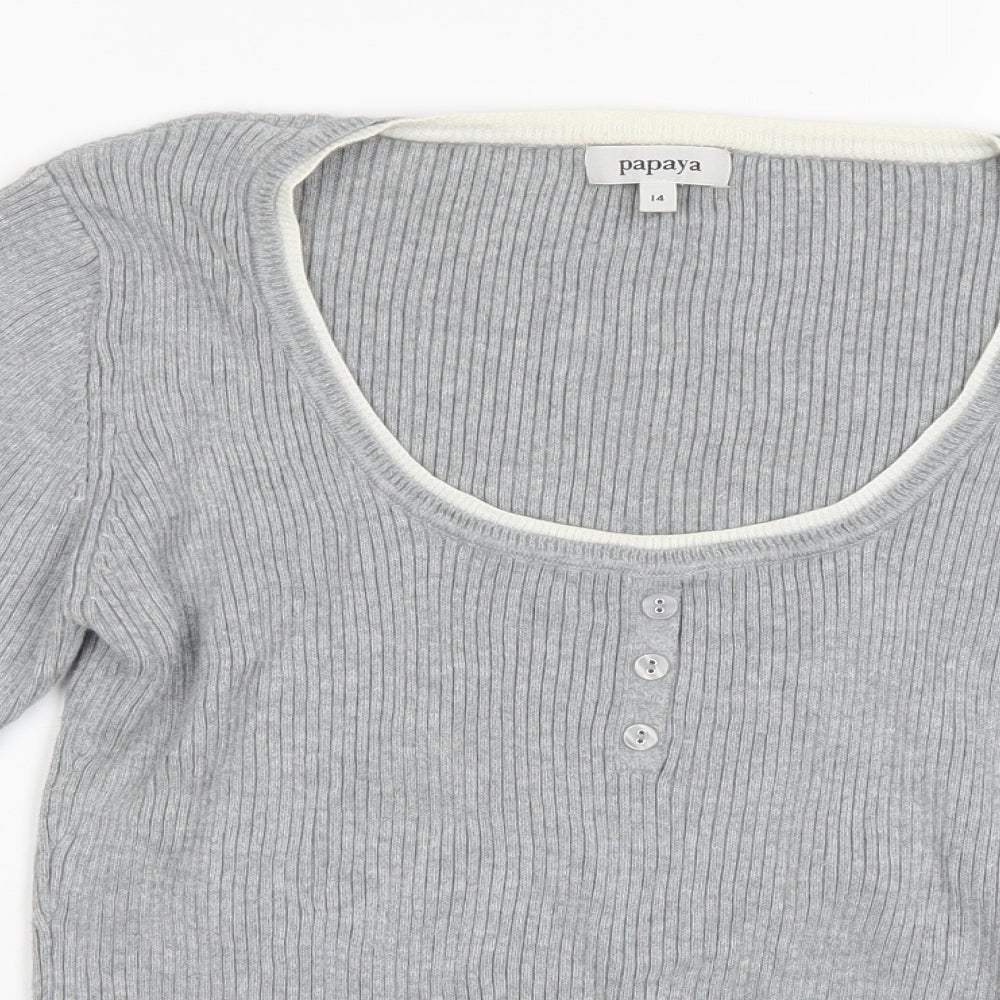 Papaya Womens Grey   Basic T-Shirt Size 14