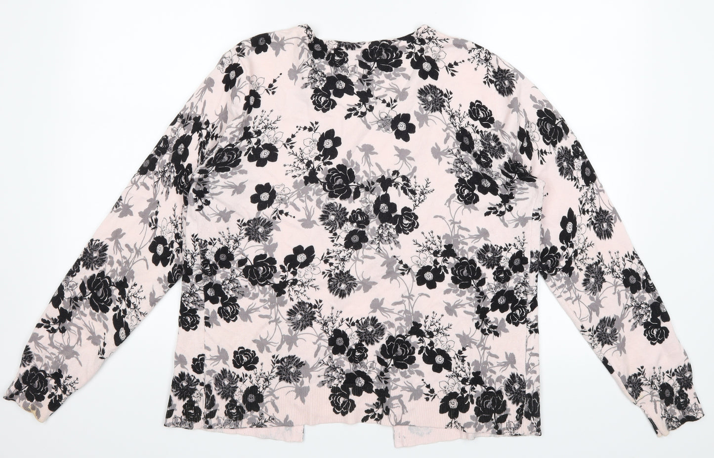 M&Co Womens Pink Floral  Cardigan Jumper Size 16