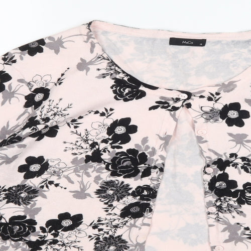 M&Co Womens Pink Floral  Cardigan Jumper Size 16