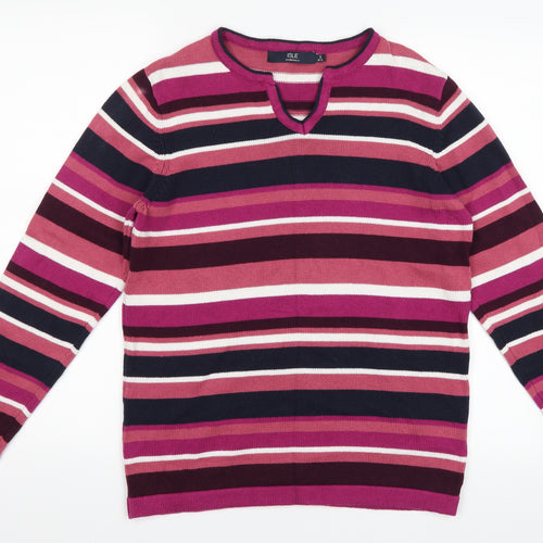 isle Womens Pink Striped  Pullover Jumper Size S