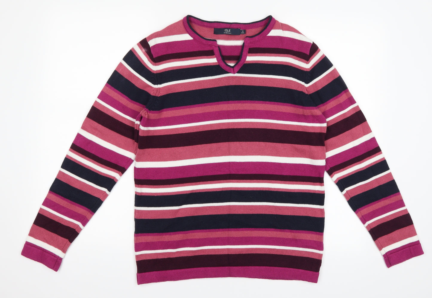 isle Womens Pink Striped  Pullover Jumper Size S