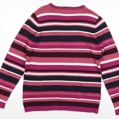 isle Womens Pink Striped  Pullover Jumper Size S
