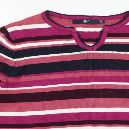 isle Womens Pink Striped  Pullover Jumper Size S