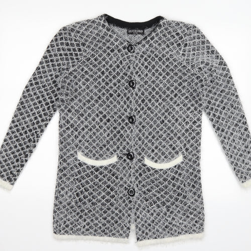 Silver Swan Womens Black Plaid  Cardigan Jumper Size XL