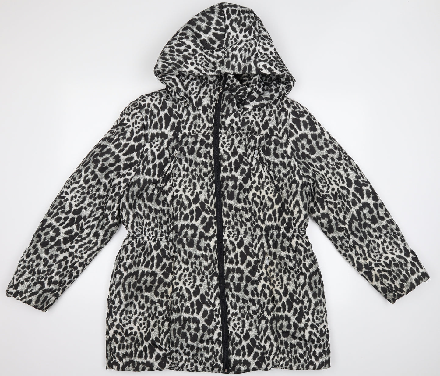 Lakeland Womens Black Animal Print  Quilted Jacket Size 16