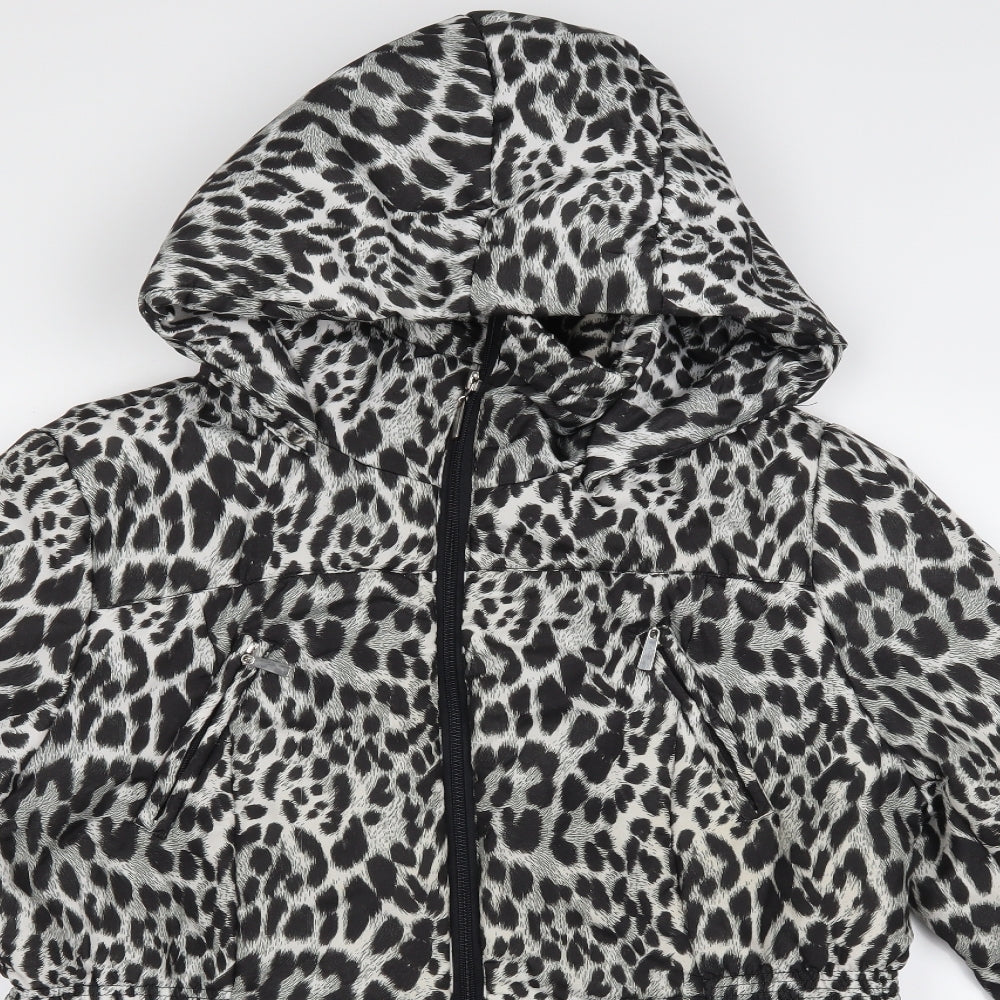 Lakeland Womens Black Animal Print  Quilted Jacket Size 16