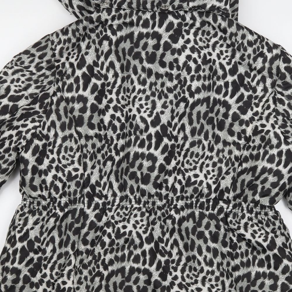 Lakeland Womens Black Animal Print  Quilted Jacket Size 16