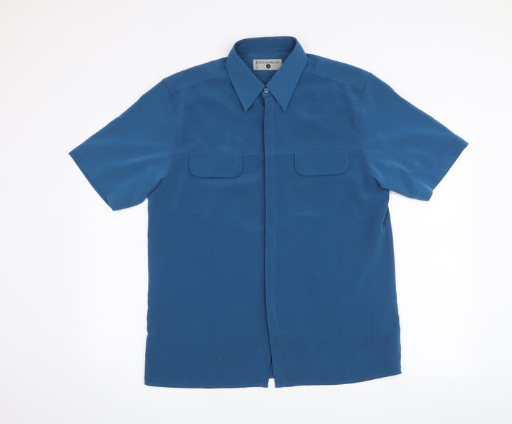 Jonathan Adams Mens Blue    Button-Up Size S