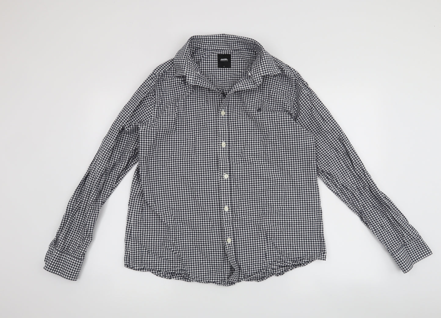 Burton Menswear Mens Blue Check   Button-Up Size L