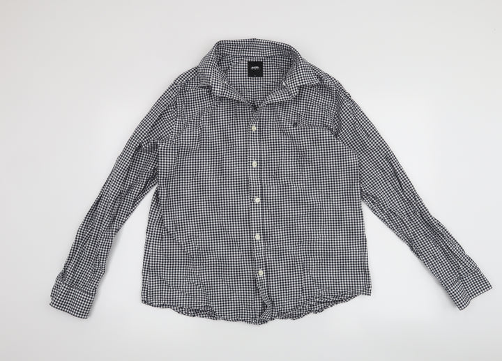 Burton Menswear Mens Blue Check   Button-Up Size L