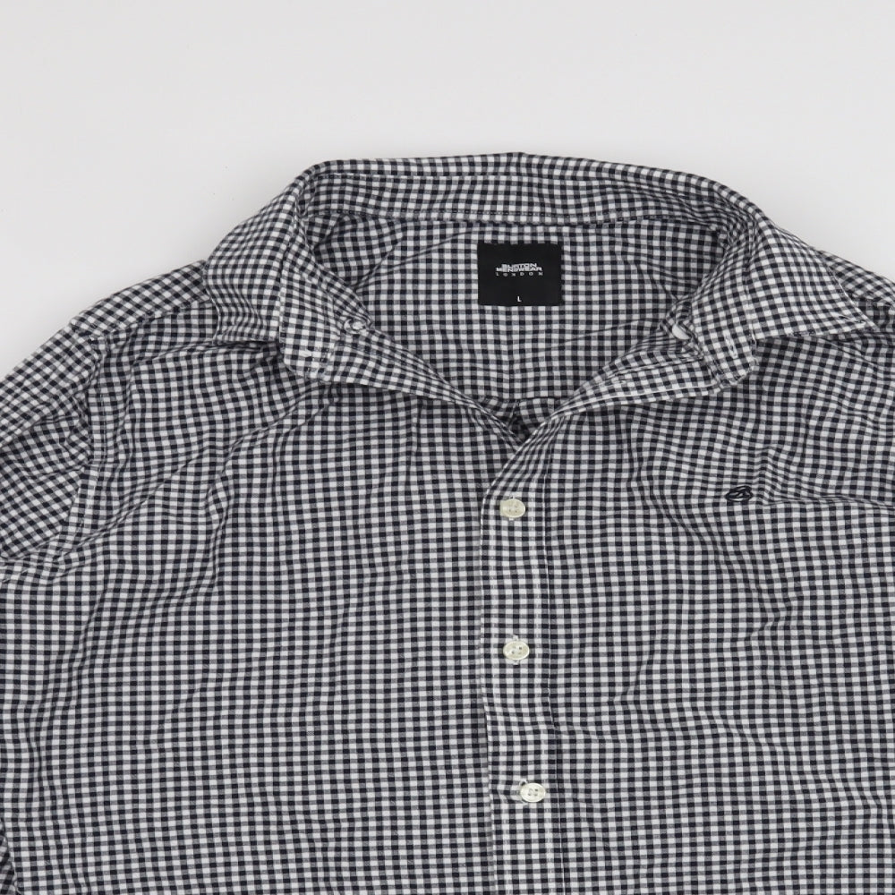 Burton Menswear Mens Blue Check   Button-Up Size L