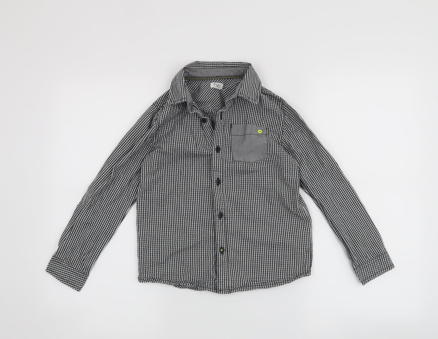 F&F Boys Black Check  Basic Button-Up Size 7-8 Years