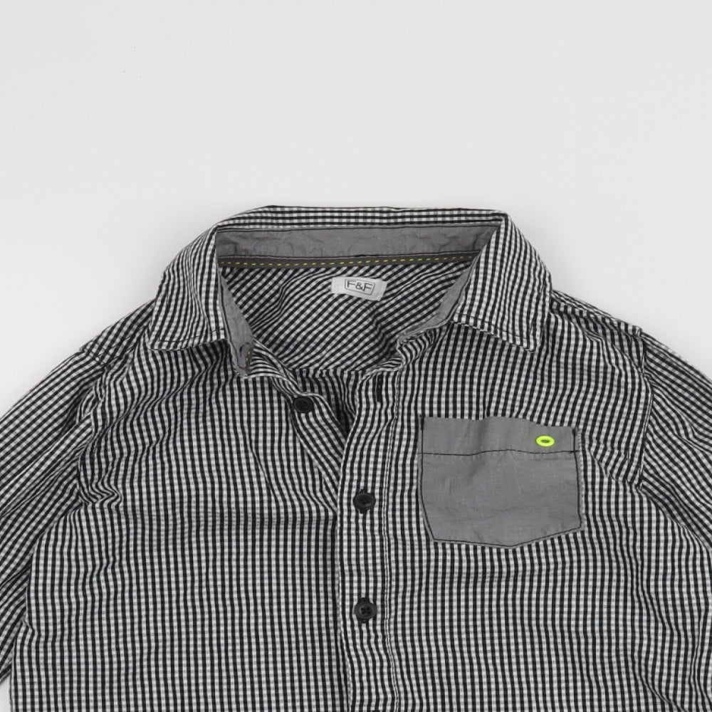 F&F Boys Black Check  Basic Button-Up Size 7-8 Years