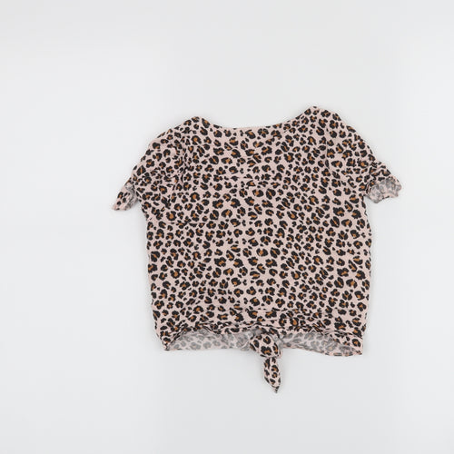NEXT Girls Pink Animal Print  Cropped Button-Up Size 7 Years