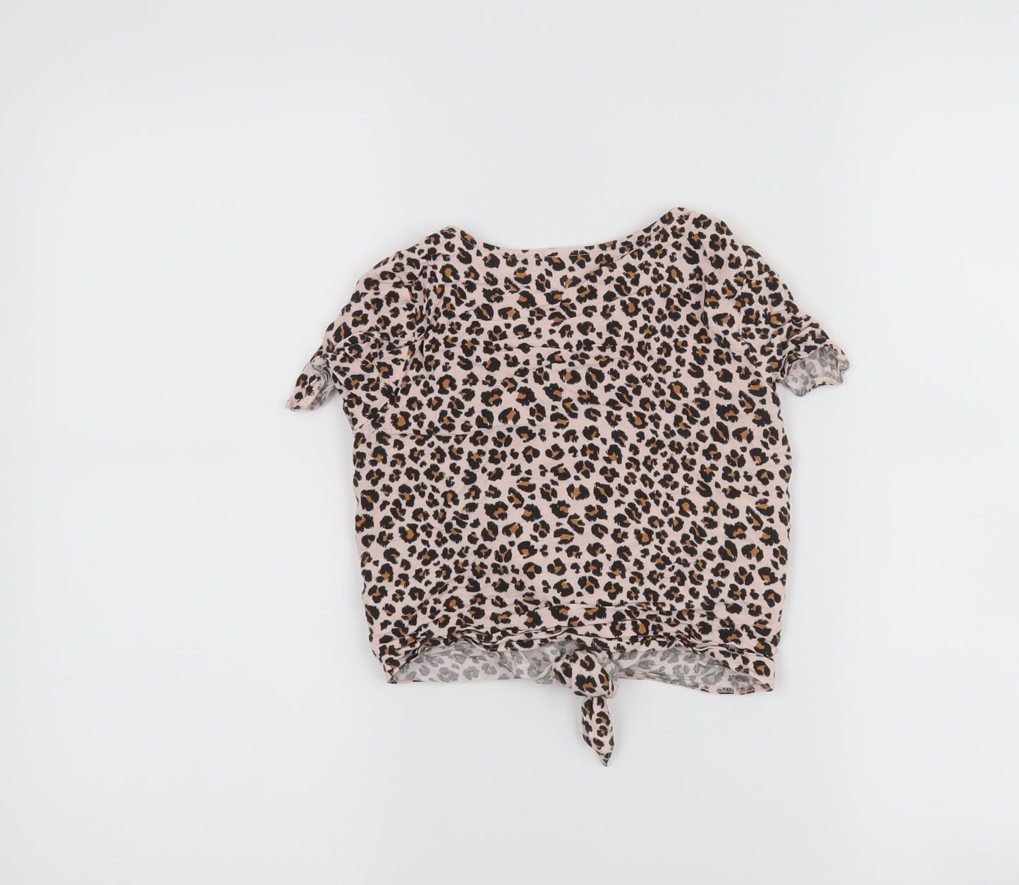 NEXT Girls Pink Animal Print  Cropped Button-Up Size 7 Years