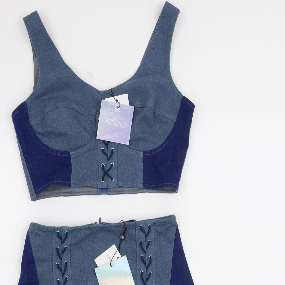 Miss Guided Womens Blue   Skirt Outfit/Set Size 8