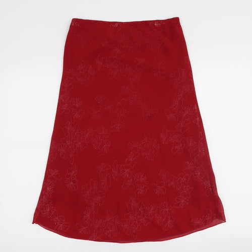 H&M Womens Red Floral  A-Line Skirt Size 6
