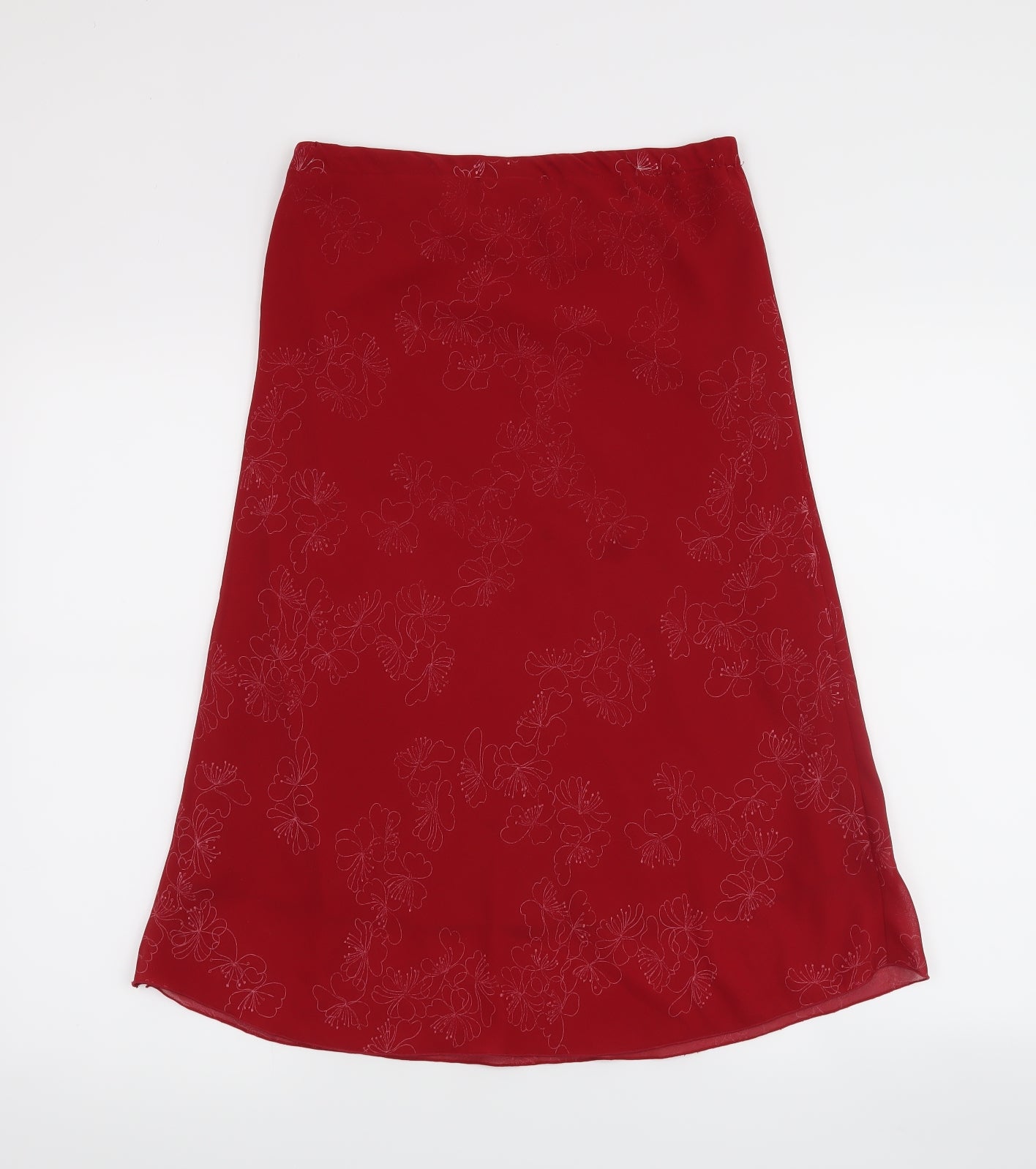 H&M Womens Red Floral  A-Line Skirt Size 6