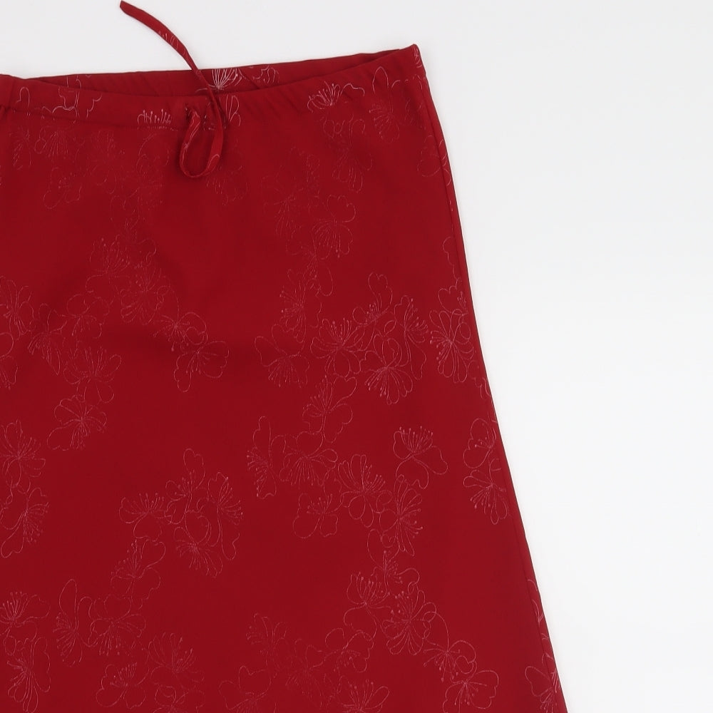 H&M Womens Red Floral  A-Line Skirt Size 6