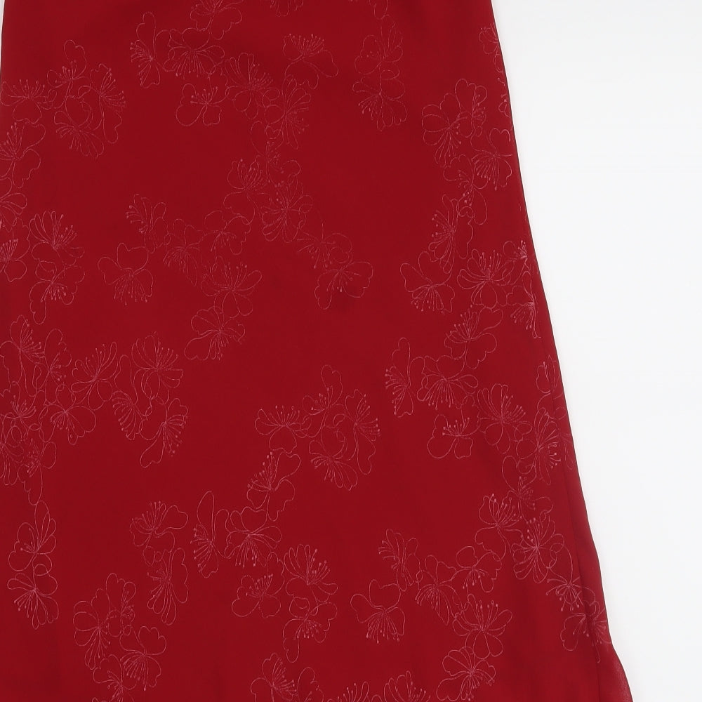 H&M Womens Red Floral  A-Line Skirt Size 6