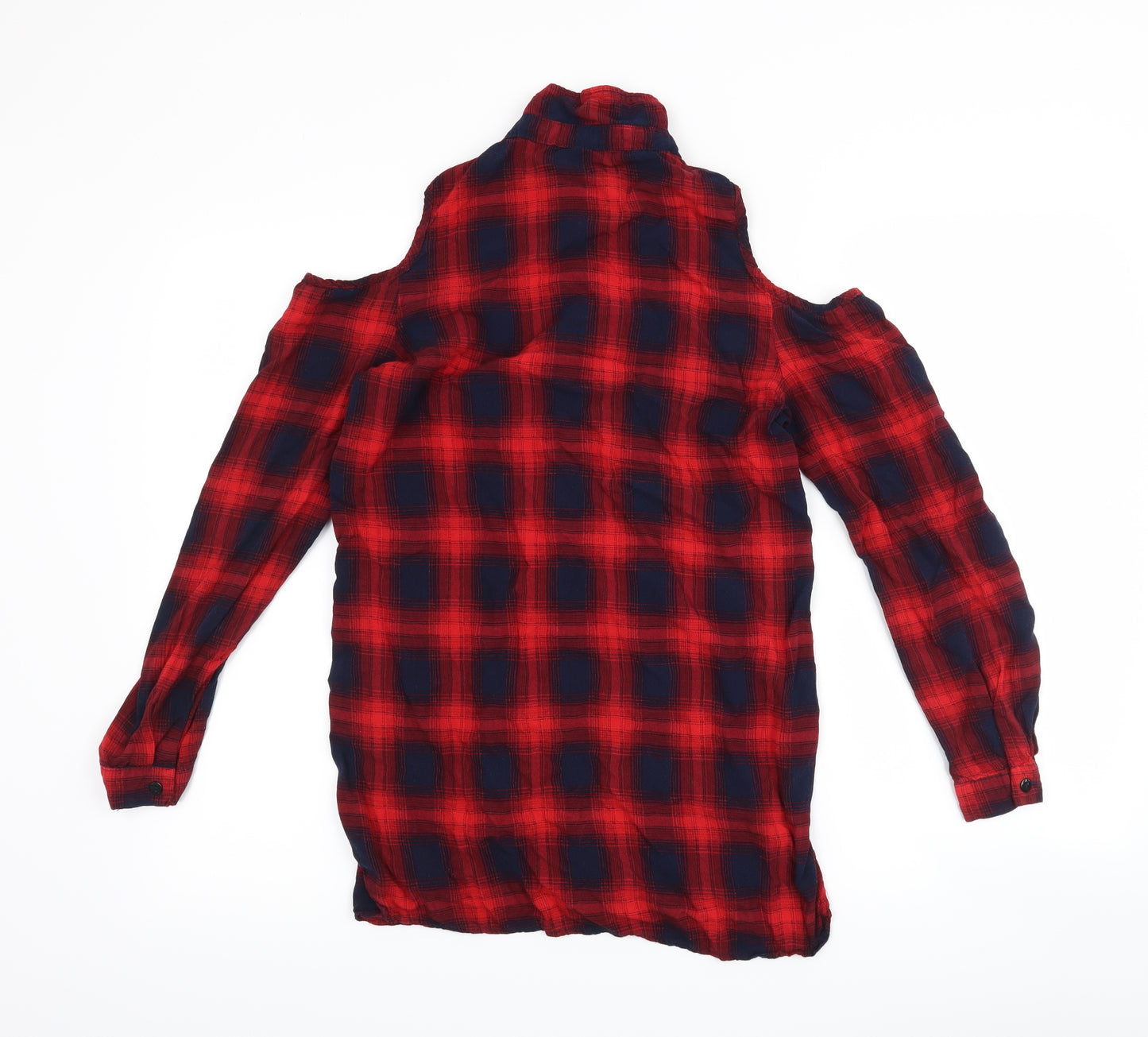 Cherry Koko Womens Red Check  Basic Button-Up Size S