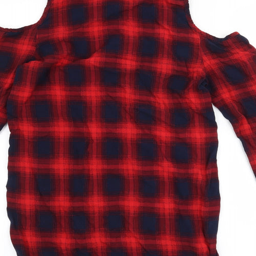 Cherry Koko Womens Red Check  Basic Button-Up Size S
