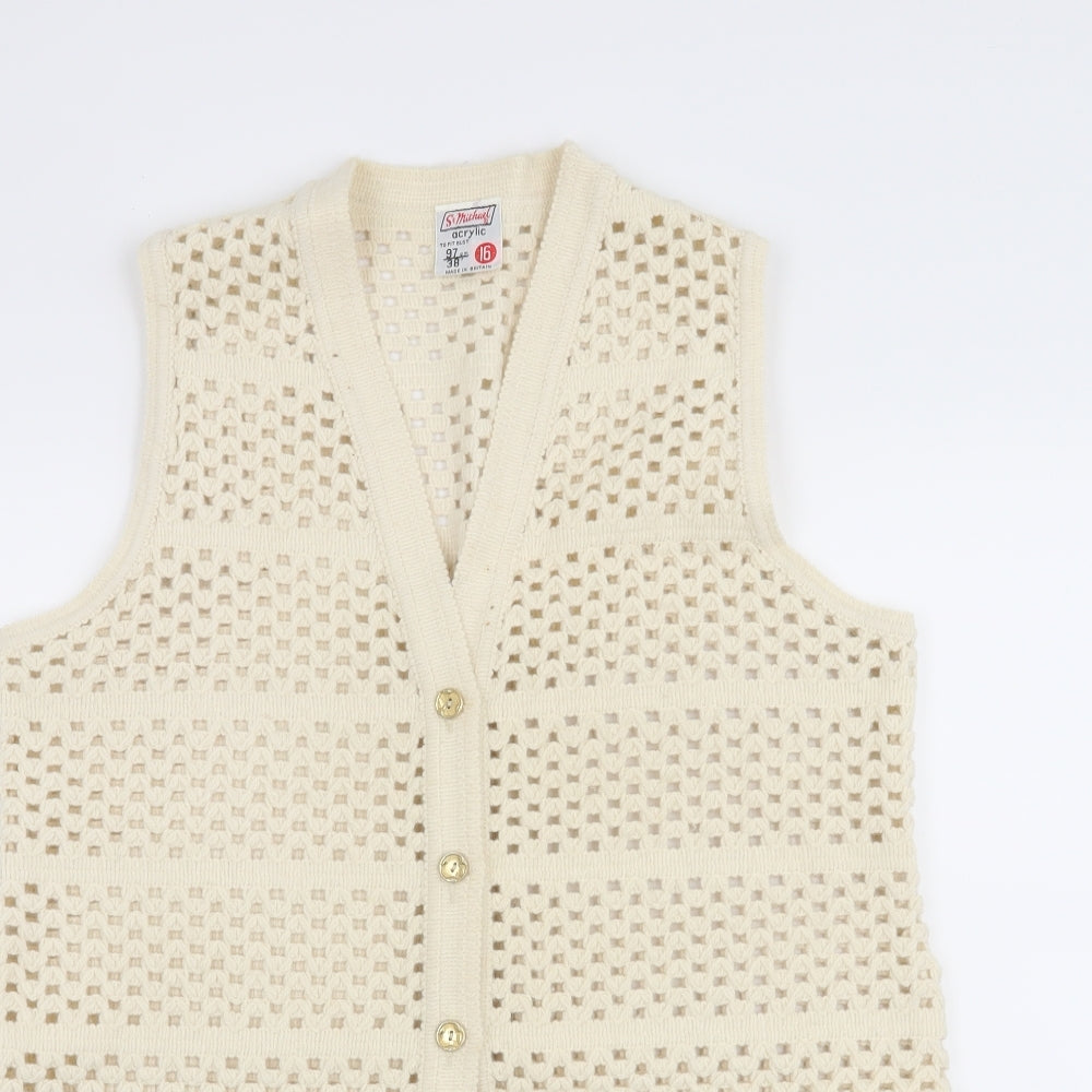 St Michael  Womens White   Cardigan Jumper Size 16