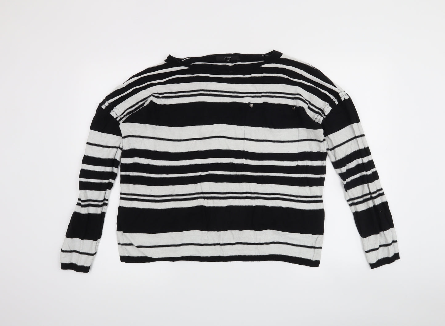 NEXT Womens Black Striped  Pullover Jumper Size 14