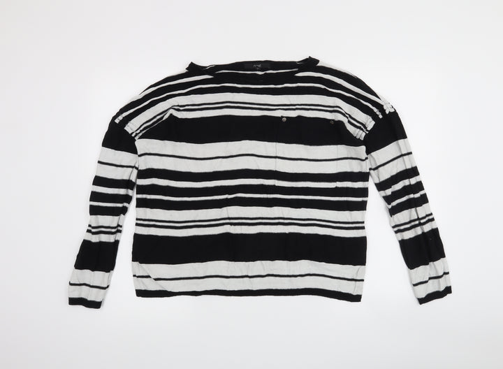 NEXT Womens Black Striped  Pullover Jumper Size 14