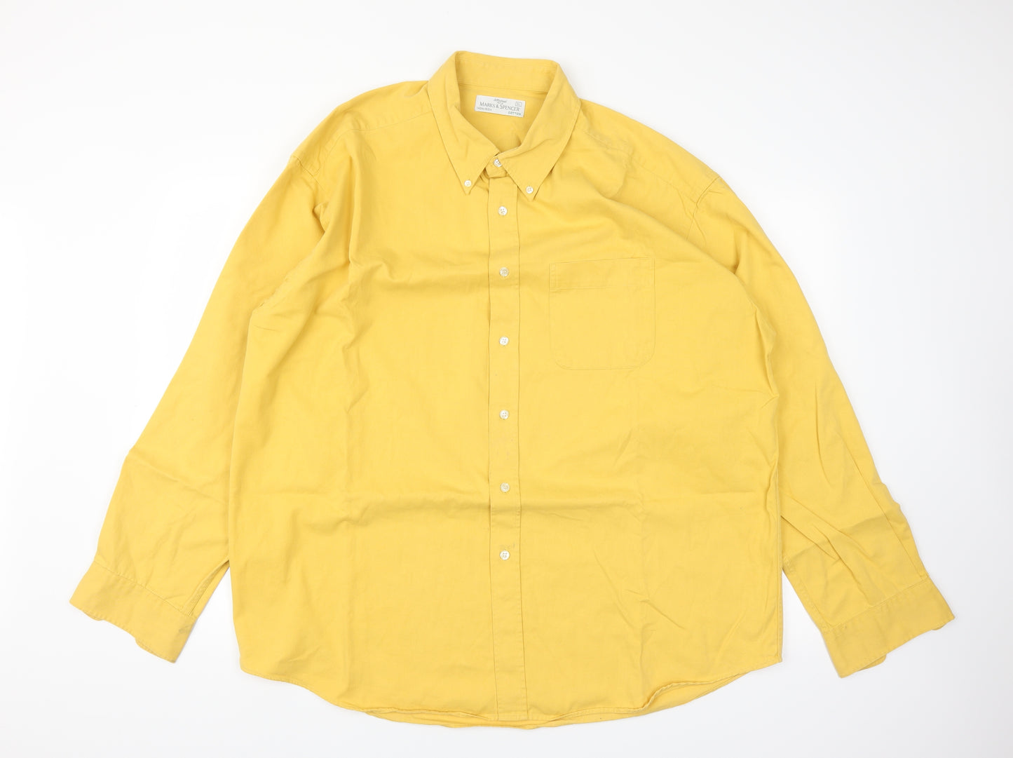 Marks and Spencer Mens Yellow    Dress Shirt Size XL