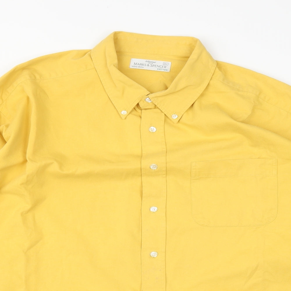 Marks and Spencer Mens Yellow    Dress Shirt Size XL