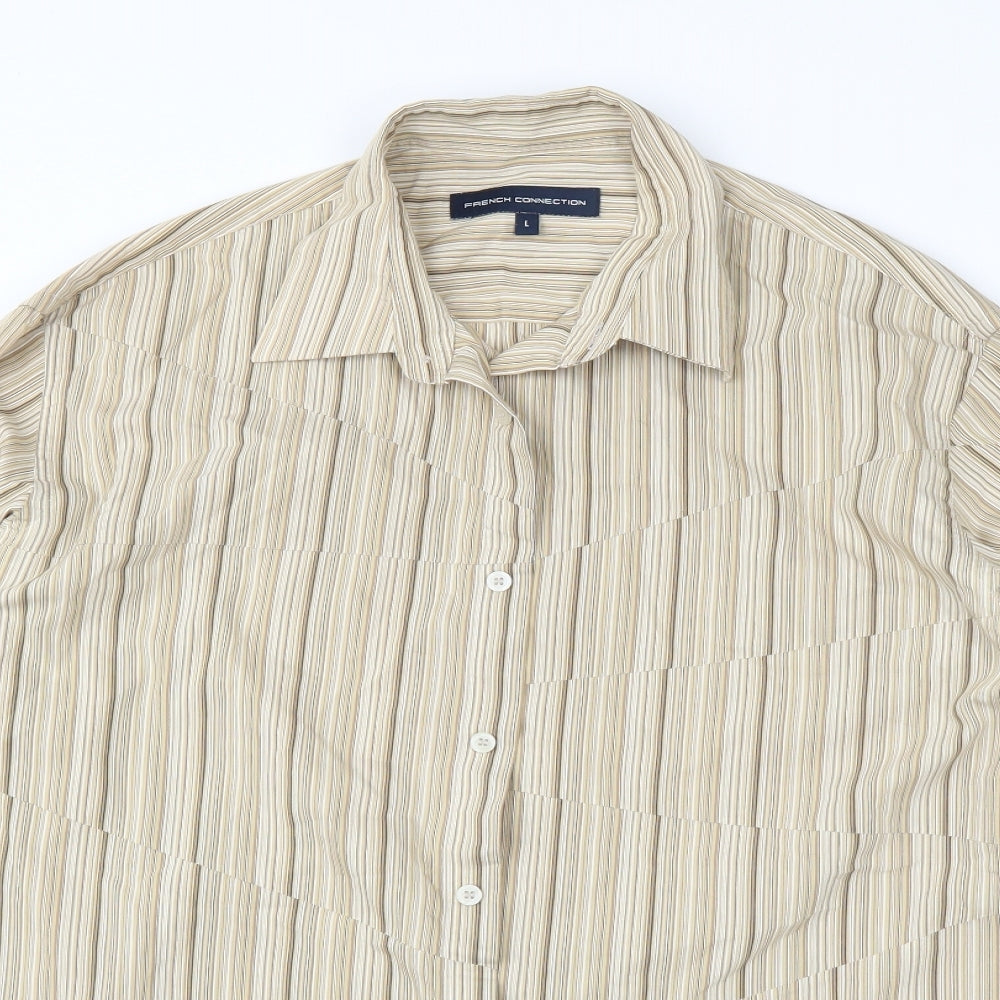 French Connection Mens Brown    Dress Shirt Size L