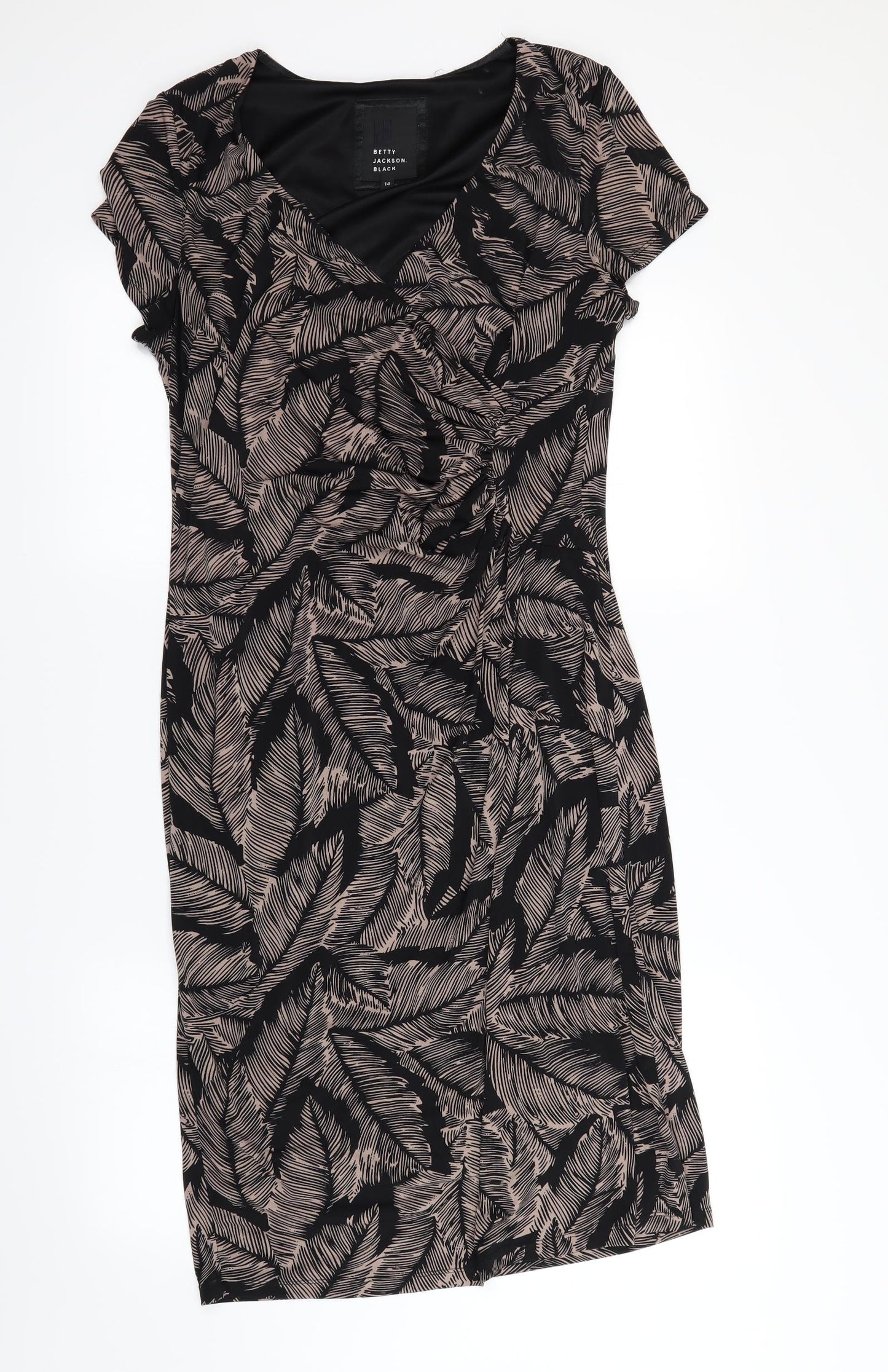Betty Jackson Black Womens Black Floral  Fit & Flare  Size 14