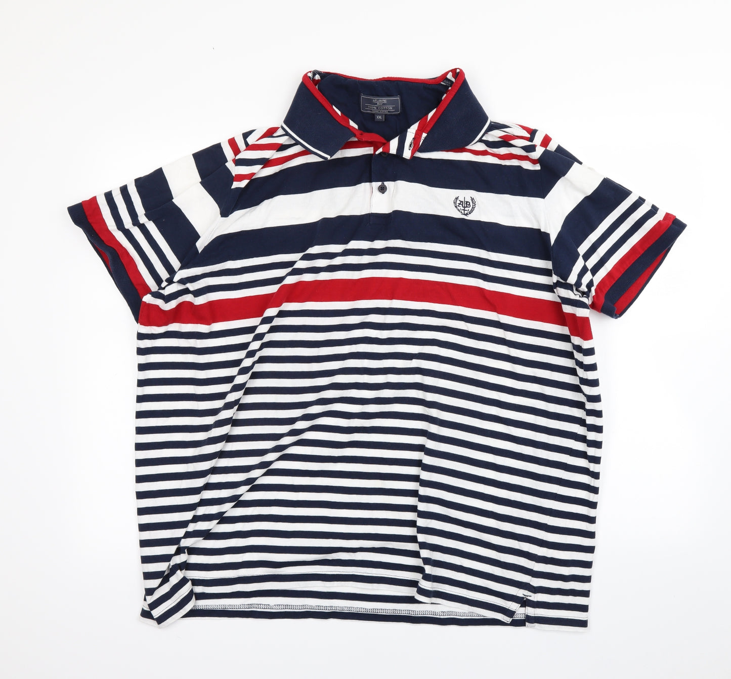 Atlantic Bay Mens Blue Striped   Polo Size 2XL