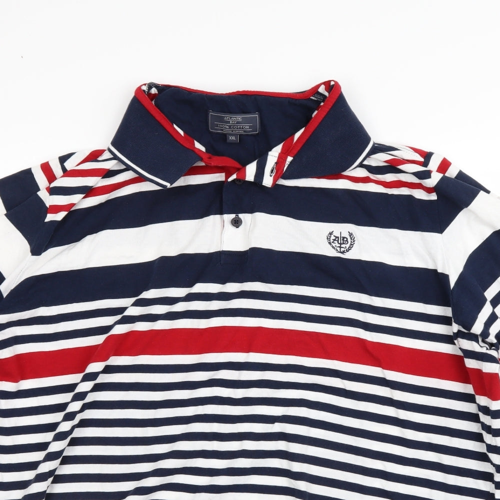 Atlantic Bay Mens Blue Striped   Polo Size 2XL