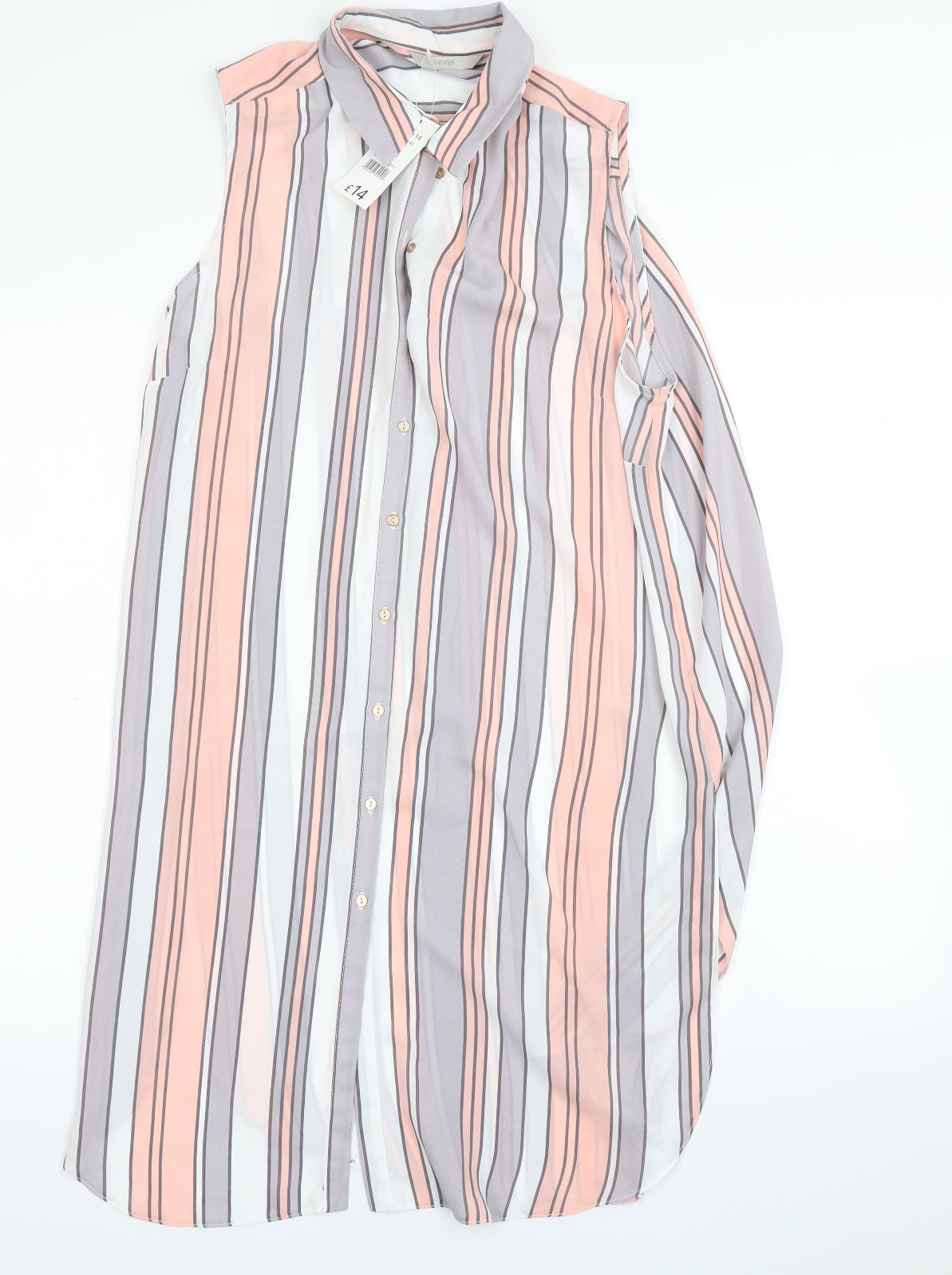 George Womens Multicoloured Striped  Basic Button-Up Size 14