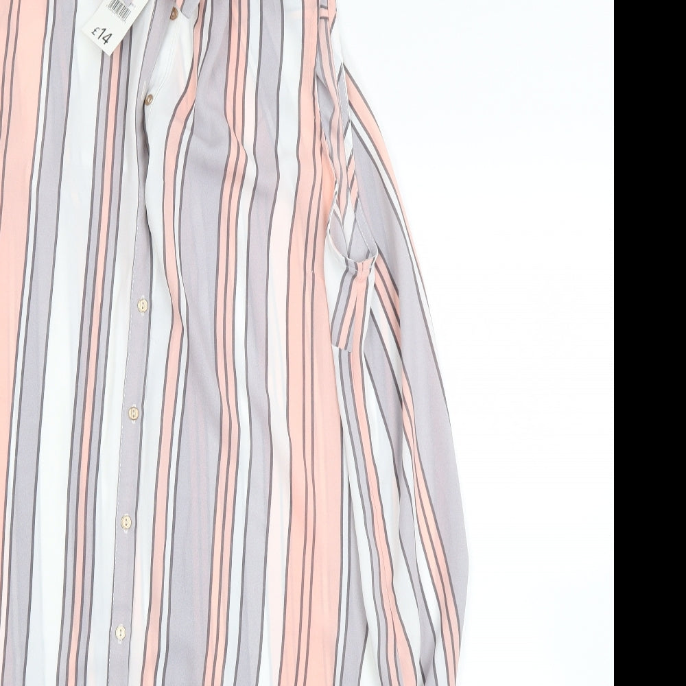 George Womens Multicoloured Striped  Basic Button-Up Size 14