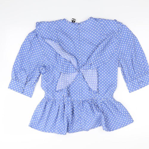 Influence Womens Blue Polka Dot  Basic Blouse Size 10