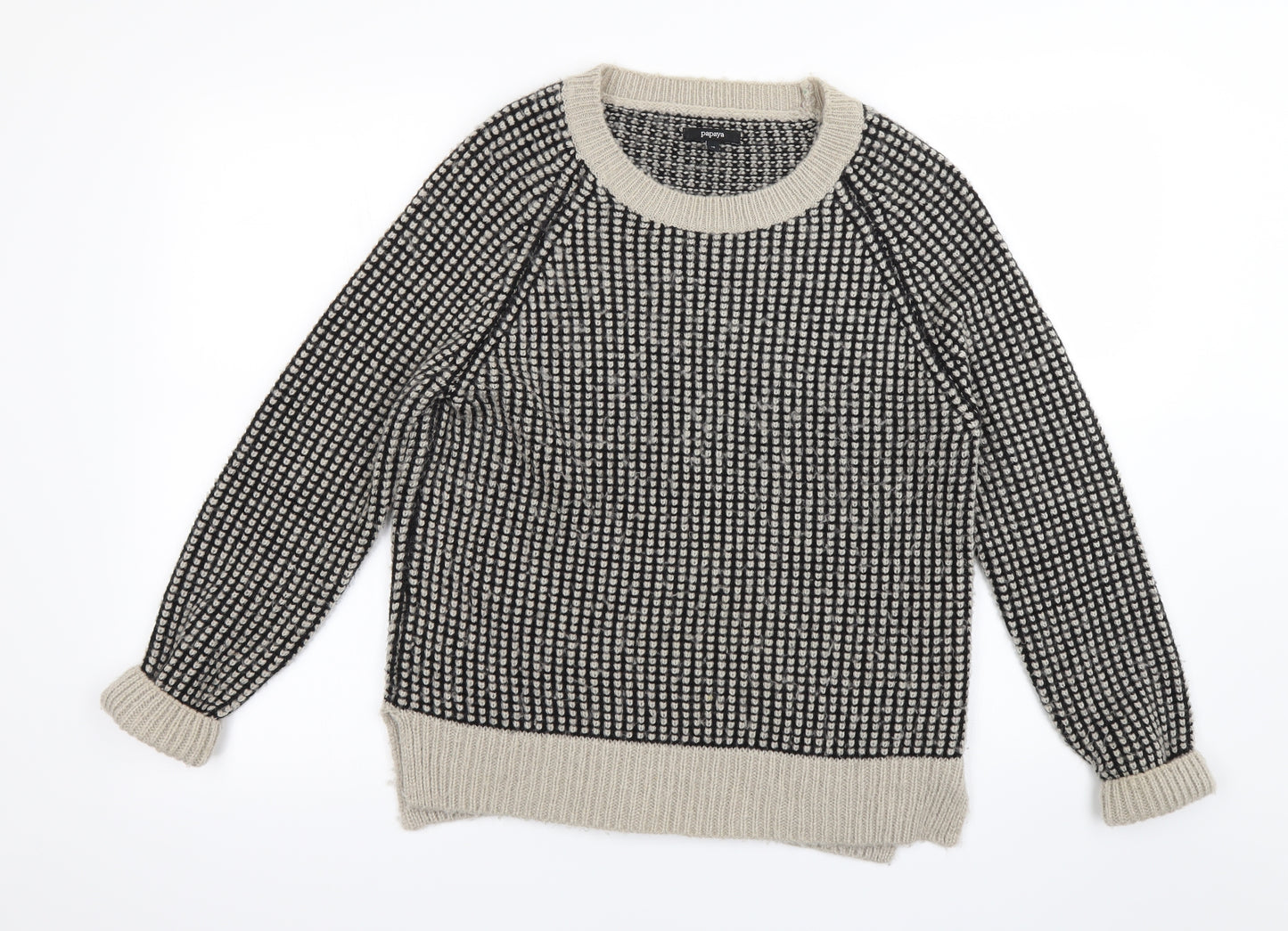 Papaya Womens Beige Herringbone  Pullover Jumper Size 10