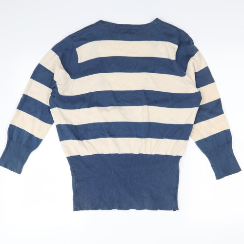 F&F Womens Blue Striped  Cardigan Jumper Size 14