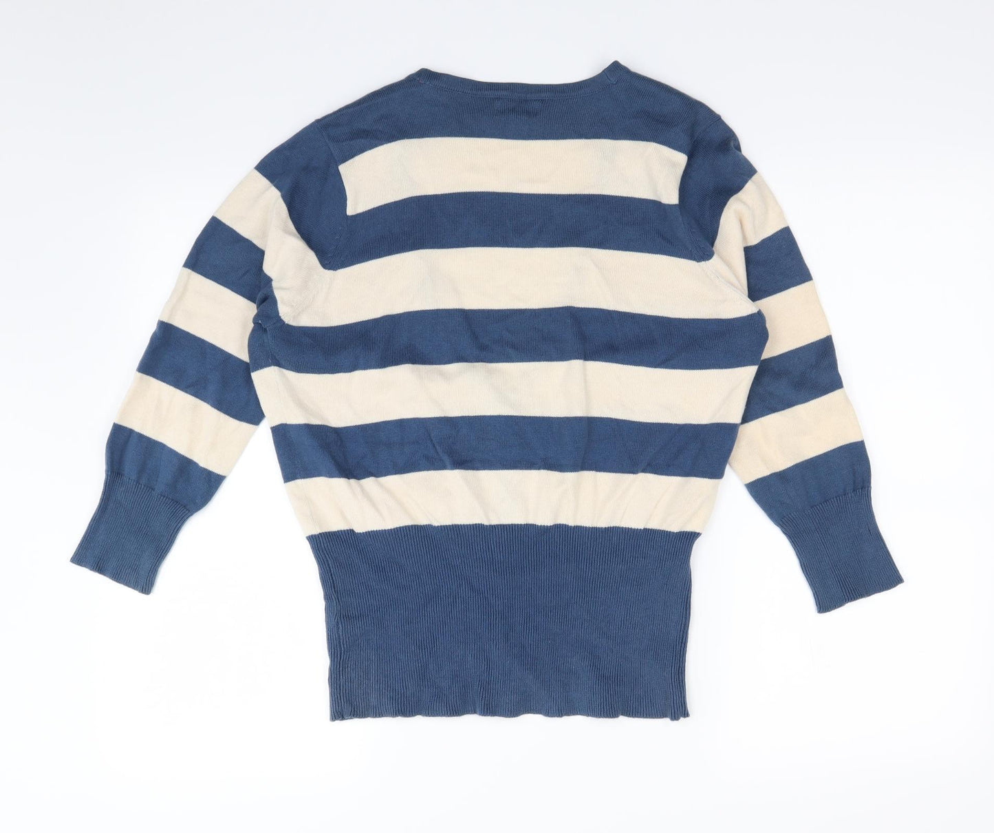 F&F Womens Blue Striped  Cardigan Jumper Size 14