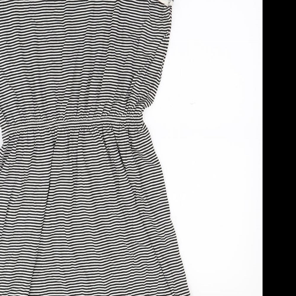 H&M Womens Black Striped  Fit & Flare  Size M
