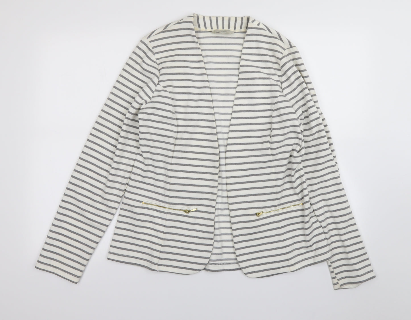 George Womens Grey Striped  Jacket  Size 14