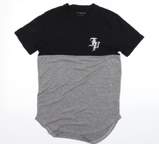 Front view of Primark men’s grey t-shirt, size XS