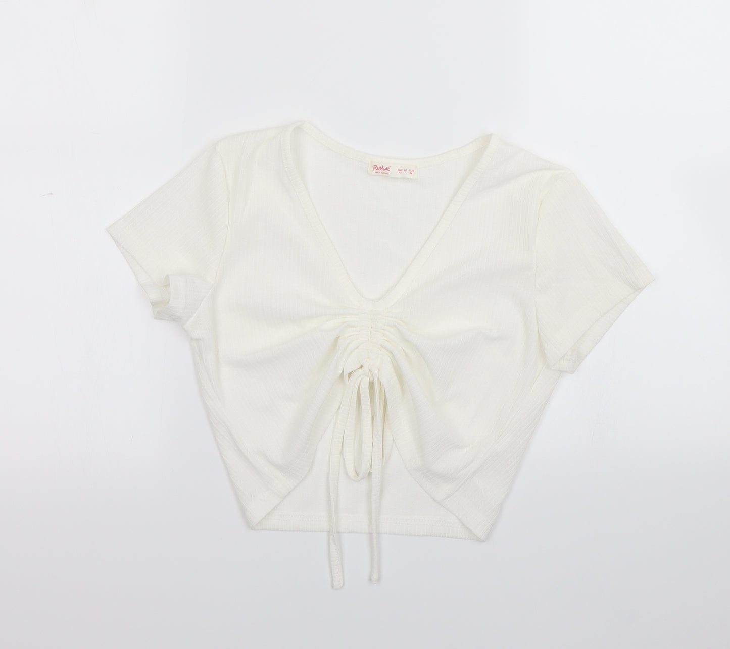 ROMWE Womens White   Cropped Blouse Size XS