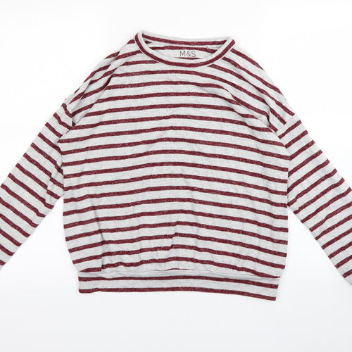 m&s Girls Red Striped Rayon Pullover Jumper Size 12-13 Years