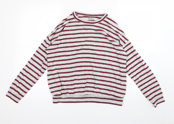 m&s Girls Red Striped Rayon Pullover Jumper Size 12-13 Years
