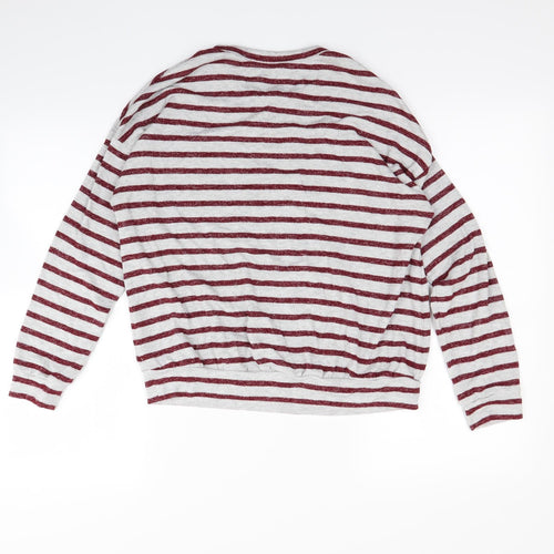 m&s Girls Red Striped Rayon Pullover Jumper Size 12-13 Years